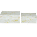 SET 2 CAJAS VIDRIO SIMULACION MARMOL BLANCO