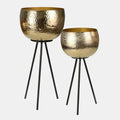 Set de 2 Maceteros de Metal Martillado