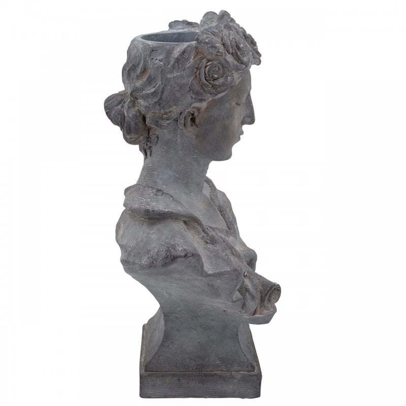 MACETERO LADY EN RESINA GRIS