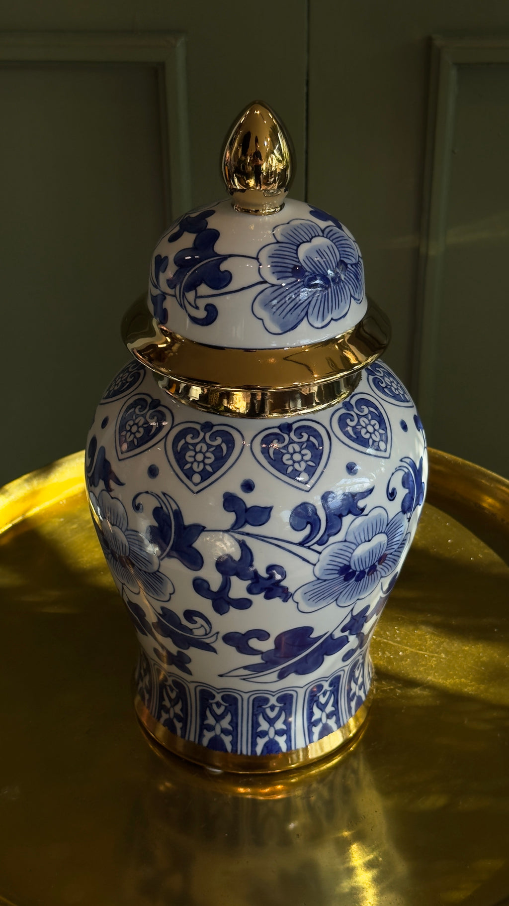 JARRÓN TIBON AZUL, DORADO