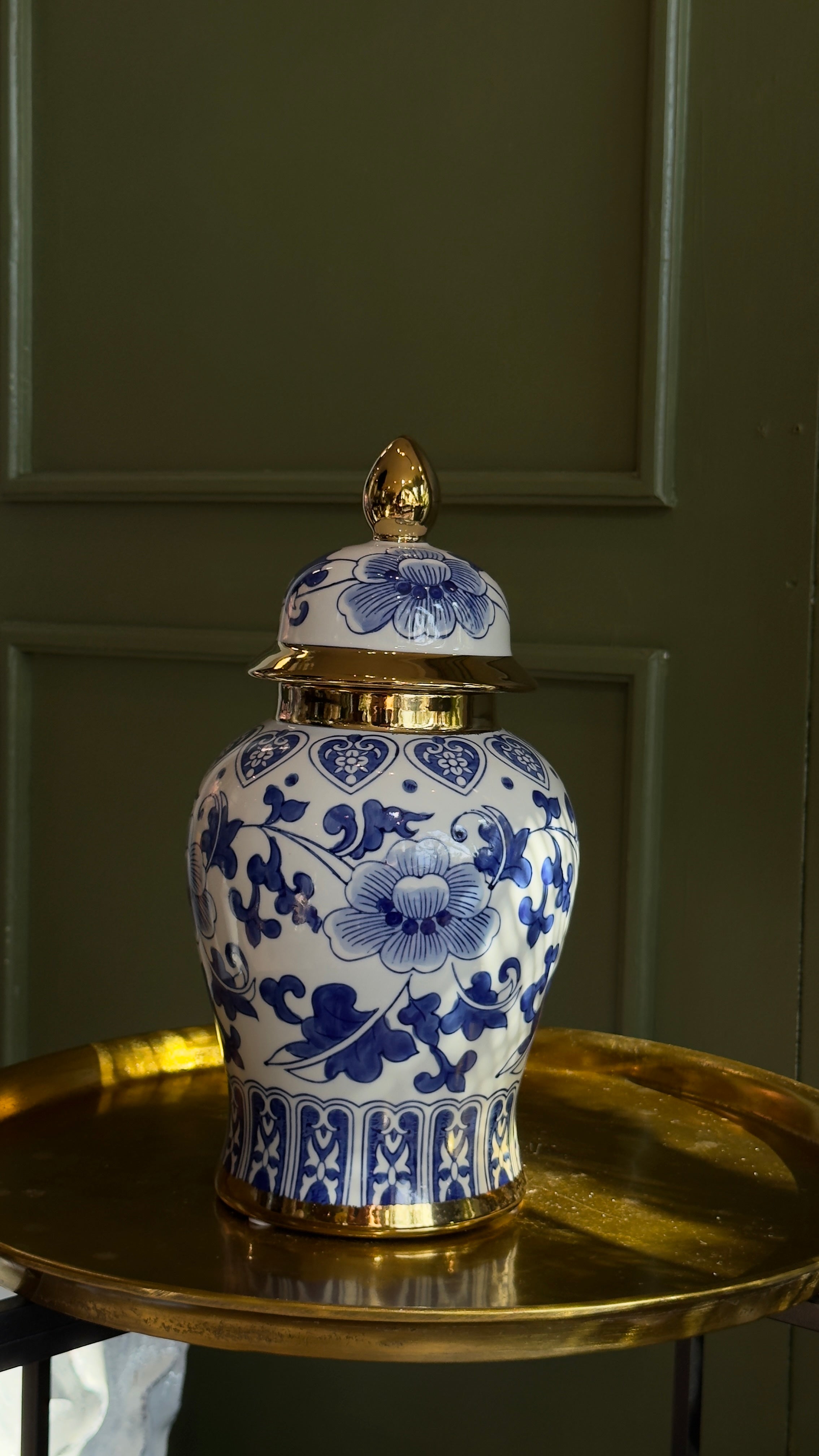 JARRÓN TIBON AZUL, DORADO