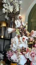 Rama de flor de magnolia rosa/ blanco