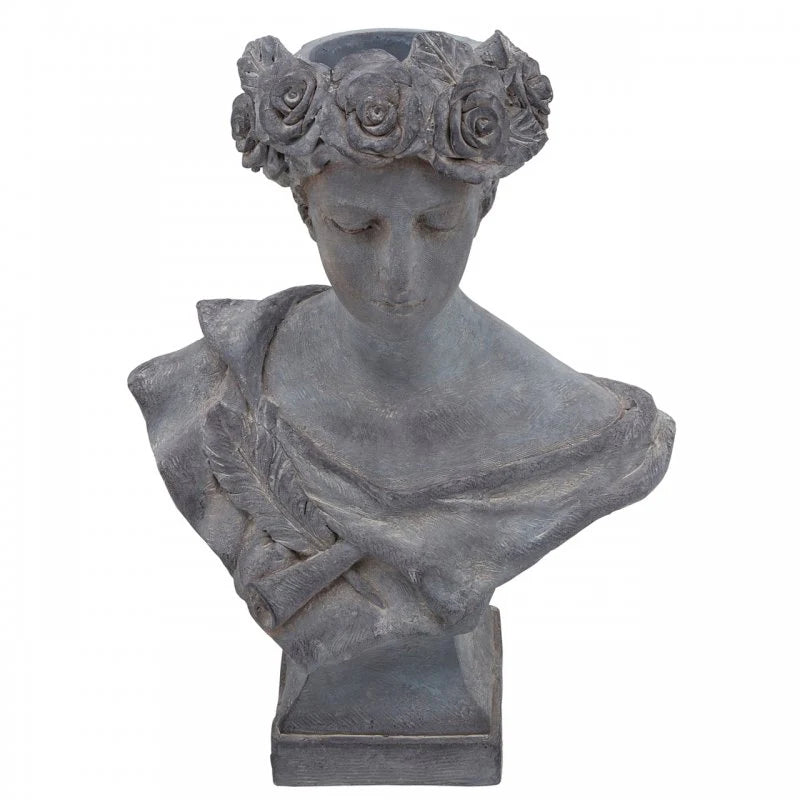 MACETERO LADY EN RESINA GRIS