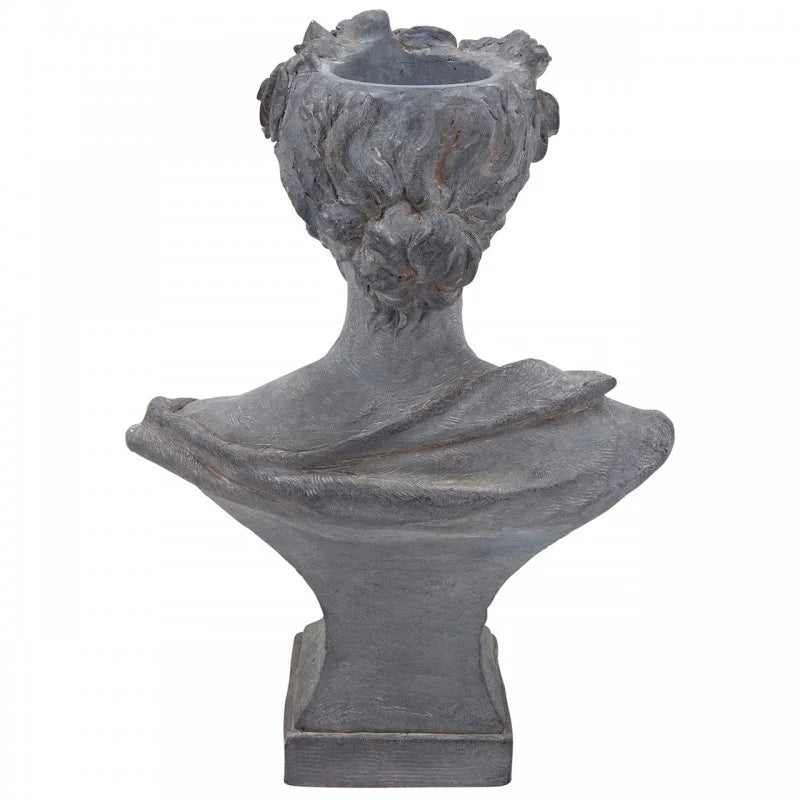 MACETERO LADY EN RESINA GRIS