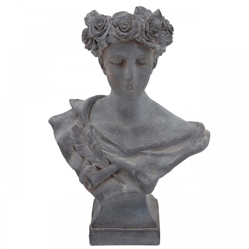 MACETERO LADY EN RESINA GRIS